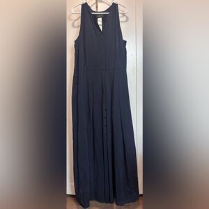 AKRIS Navy Blue Sleeveless Maxi 100% Wool Dress size 14